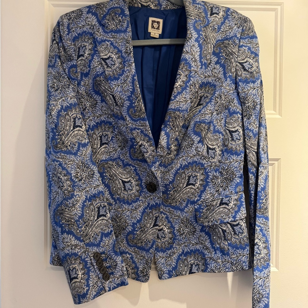 Anne Klein Blue Paisley Blazer